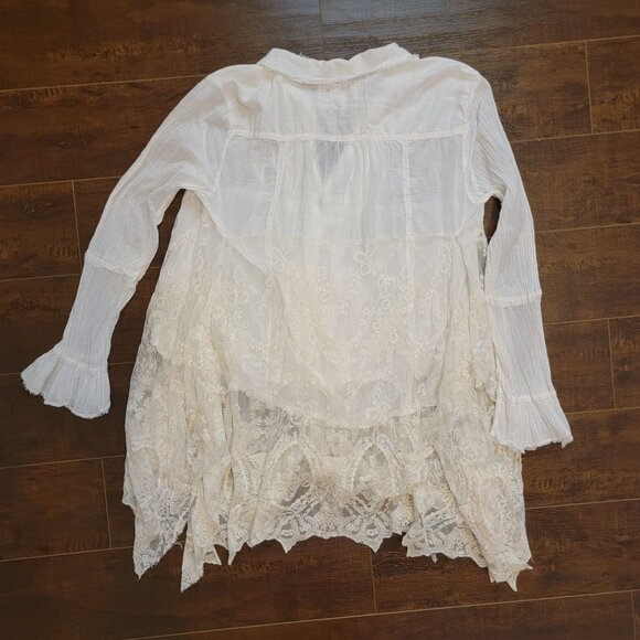 Free People x Tricia Fix Blouse Women S Boho Chic Whimsical Renaissance Medieval - Picture 4 of 8